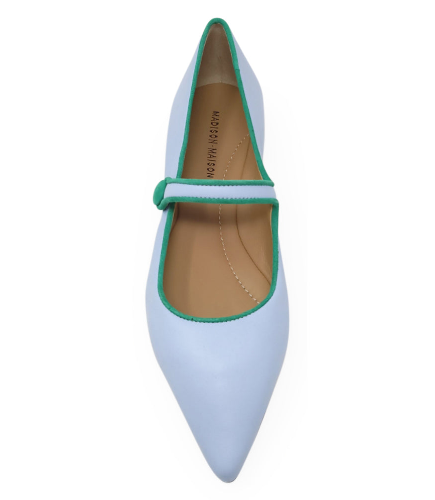 Madison Maison Blue Leather Flat Pointy Ballet - MADISON MAISON
