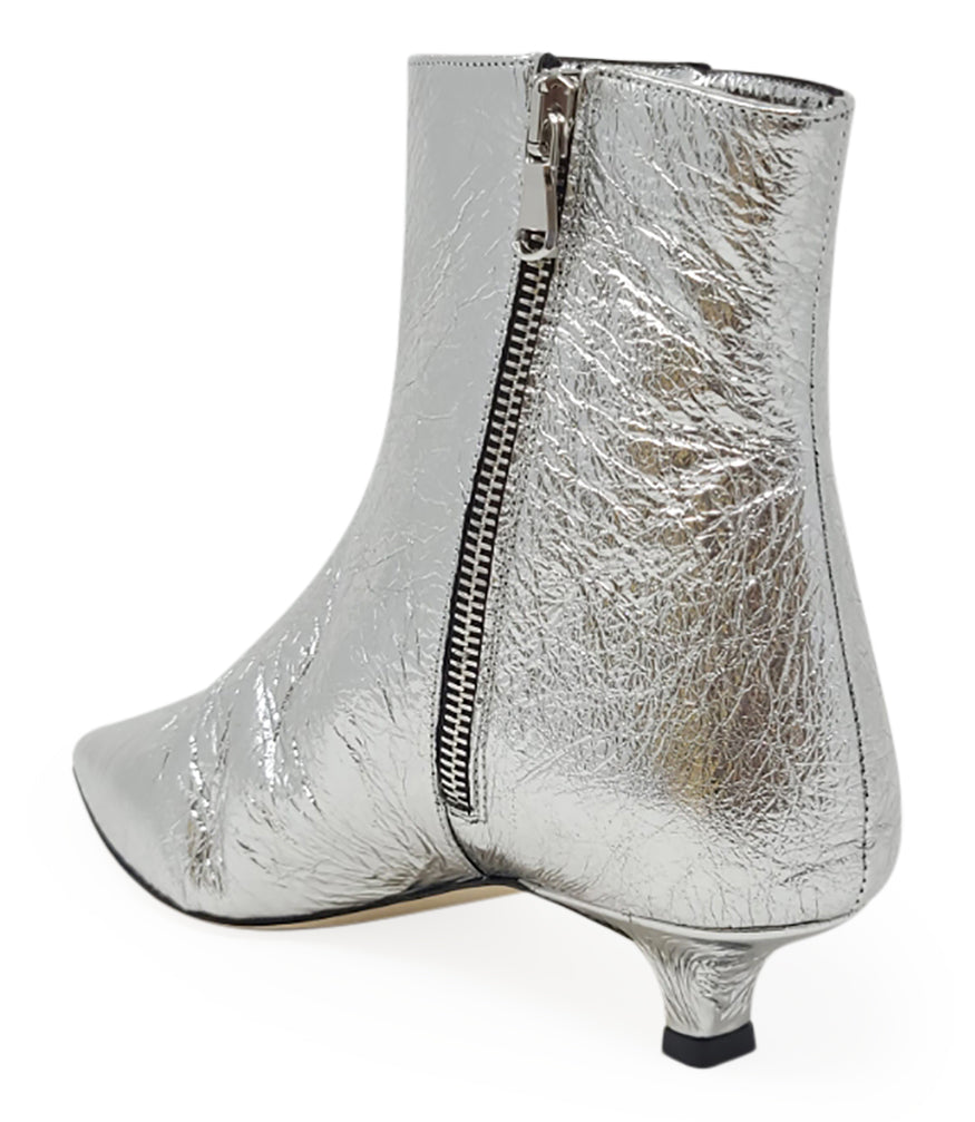 Madison Maison Silver Kitten Heel Ankle Boot - MADISON MAISON