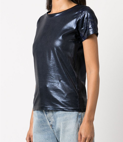 metallic coated cotton t shirt 