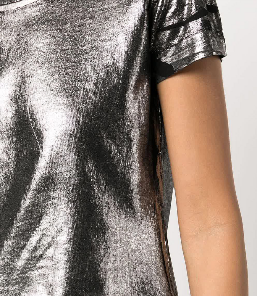 
                      
                        metallic coated cotton t shirt 
                      
                    