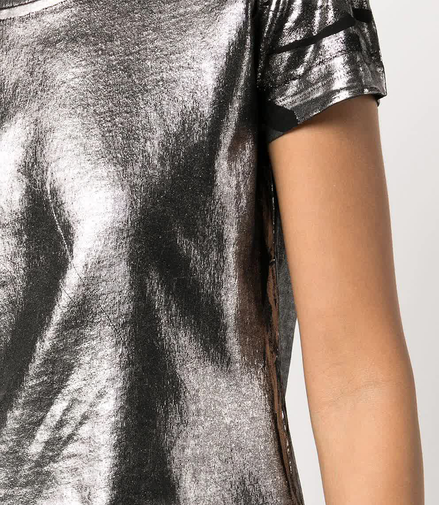 metallic coated cotton t shirt 