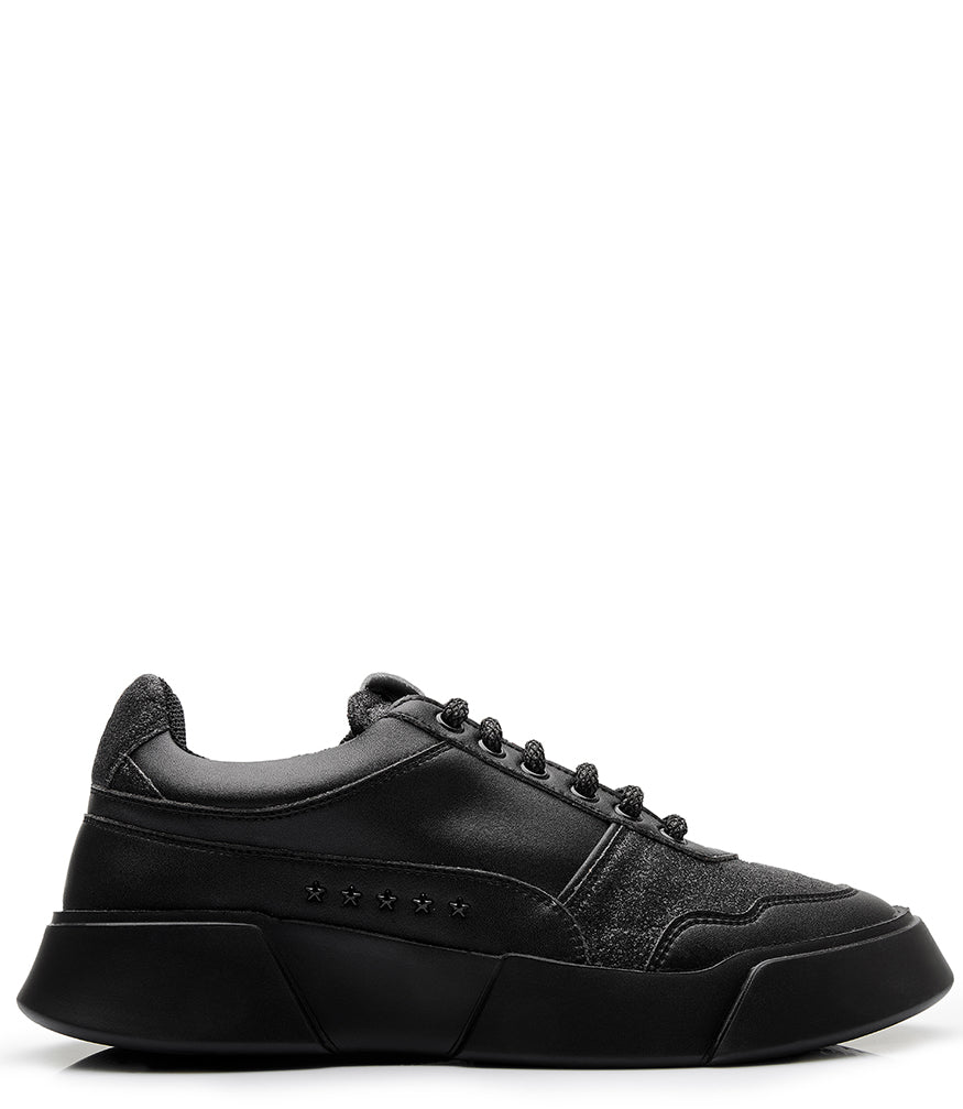 PREMIUM BASICS BLACK LACE UP SNEAKER - MADISON