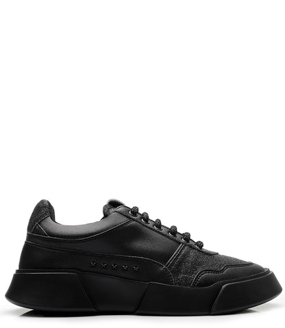 PREMIUM BASICS BLACK LACE UP SNEAKER - MADISON