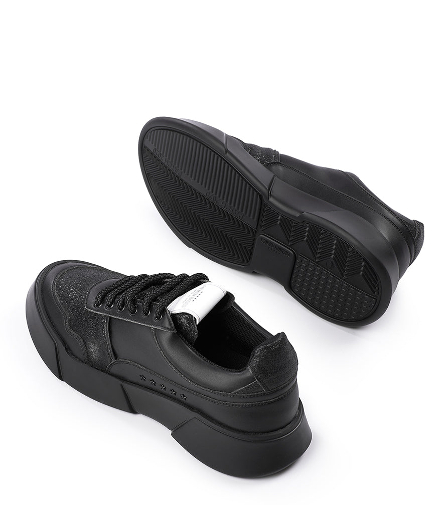 PREMIUM BASICS BLACK LACE UP SNEAKER - MADISON