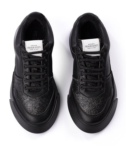 PREMIUM BASICS BLACK LACE UP SNEAKER - MADISON