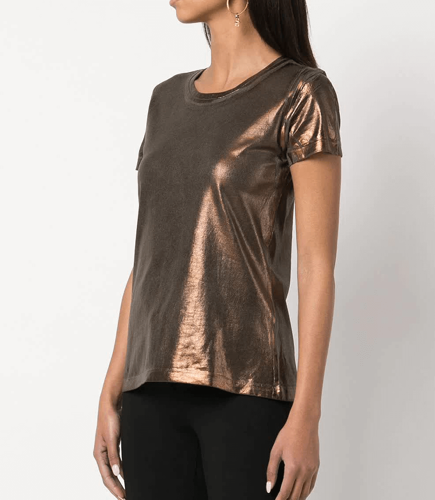 metallic coated cotton t shirt 