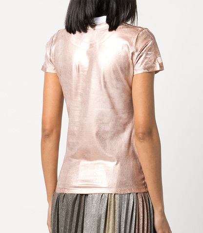 metallic coated cotton t shirt 