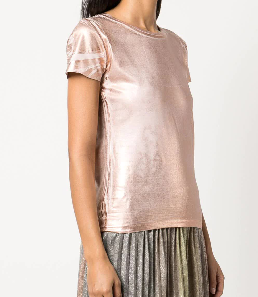 metallic coated cotton t shirt 