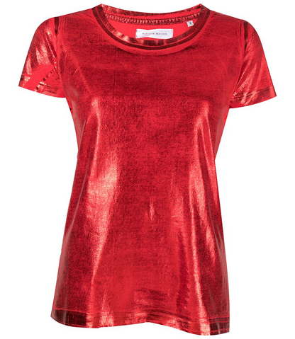 metallic coated cotton t shirt 