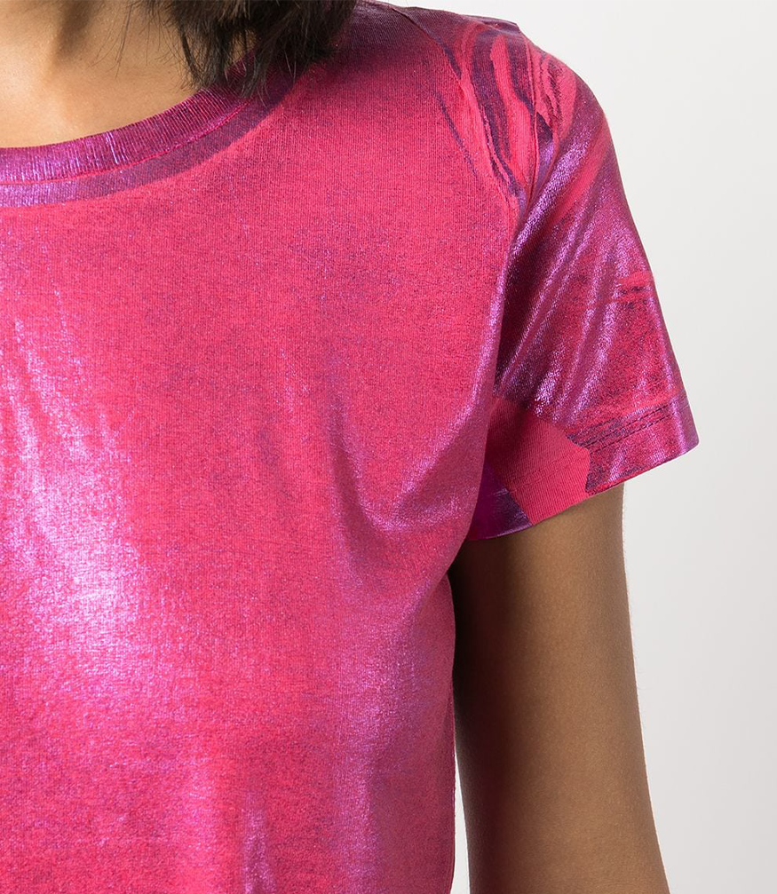 metallic coated cotton t shirt 