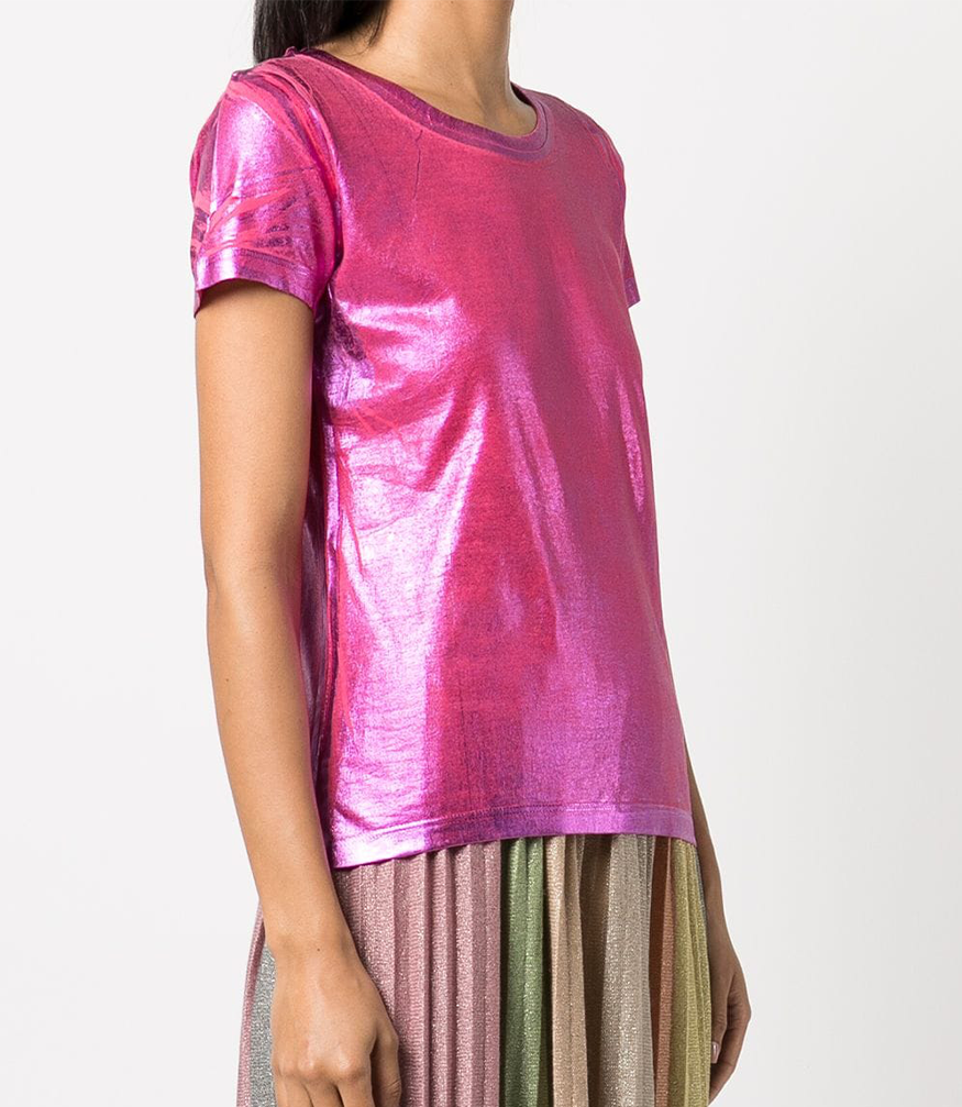 metallic coated cotton t shirt 