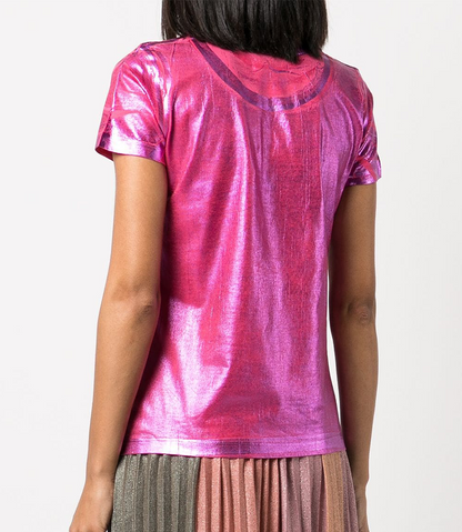 metallic coated cotton t shirt 