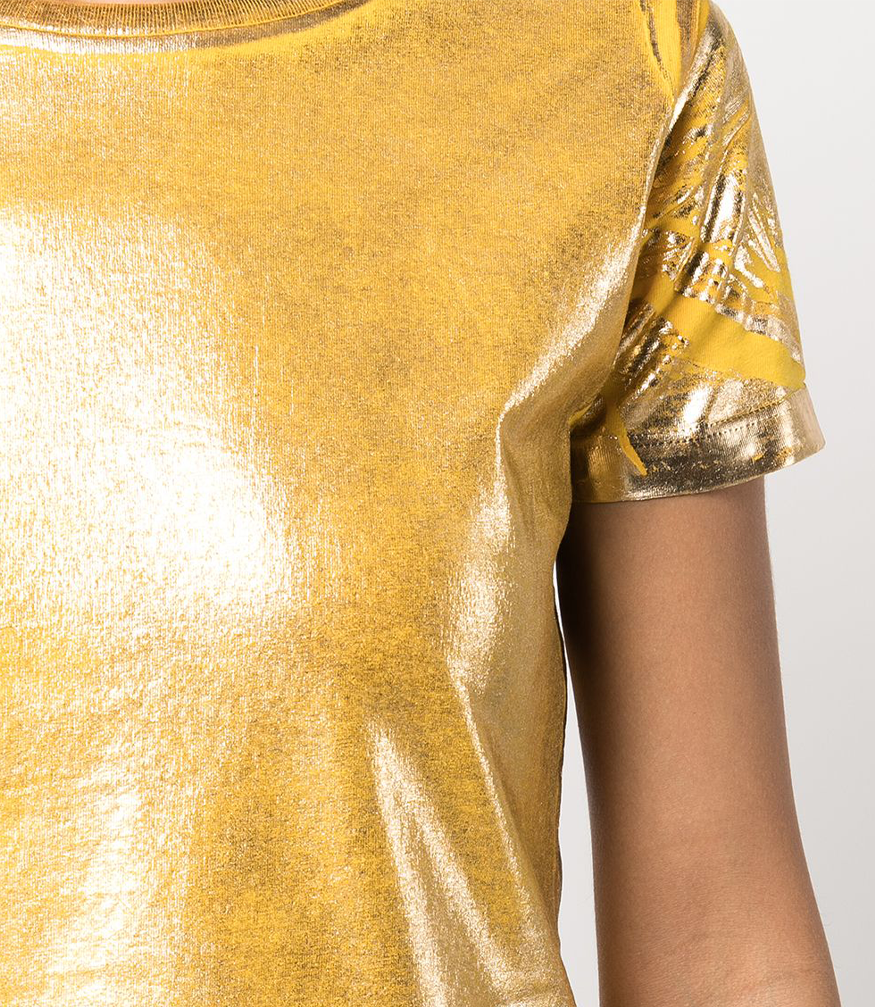 metallic coated cotton t shirt 