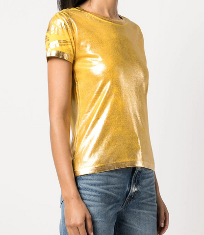 metallic coated cotton t shirt 