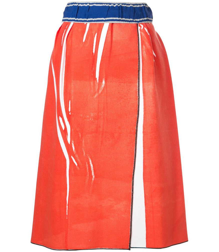 Red Wrap Straight Skirt - MADISON
