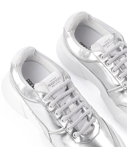 PREMIUM BASICS SILVER LACE UP SNEAKER - MADISON