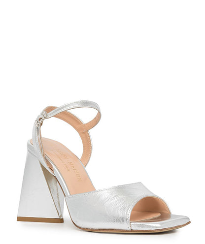 Madison Maison Silver Metallic Leather Triangle Heel